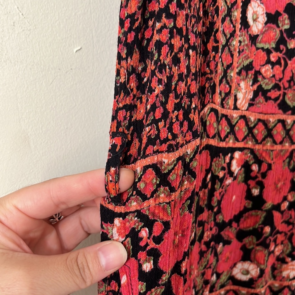 Free People Boho Floral Culotte Wide Leg Cropped Jumpsuit Size Medium - Picture 6 of 13